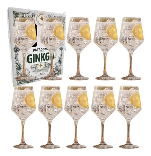 Pack X 10 Copas De Gin Tonic Patagonia Ginkgo Caja De Regalo