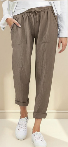 Pantalones Casuales De Talla Grande De Algodón Con Cordón Re