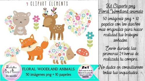 Cliparts Png Y Papeles Woodland Animales Del Bosque Florales