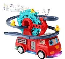 Comprar Carro Camión Bombero Patitos Vía Deslizante Luces Y Musical