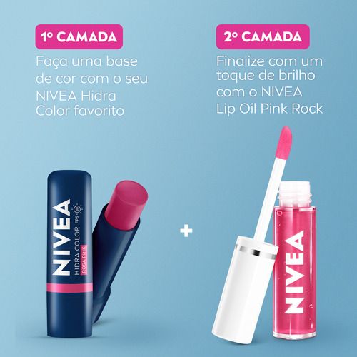 NIVEA Lip Oil Gloss Labial Brilho Nutritivo Pink Rock 5,5ml - Hidratação prolongada e sensação não oleosa