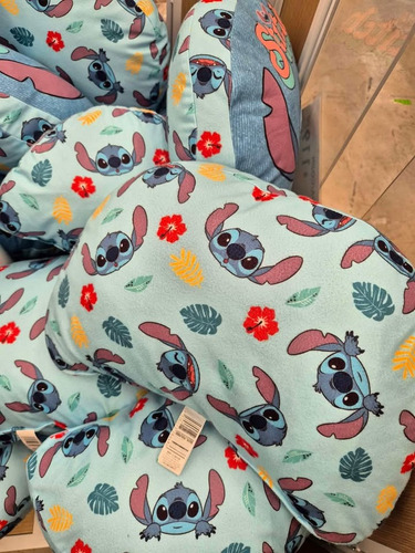 Cojin Stitch Kawaii Almohada Diisney Azul Claro Liso