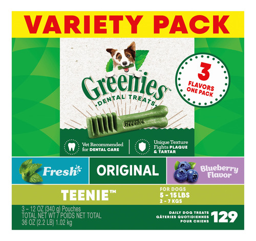Greenies Teenie Natural Dental Care - Golosinas Para Perros.