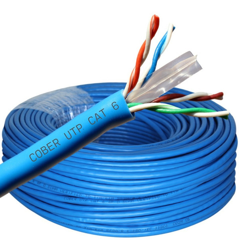 Cable Red Cat 6 Utp Rj45 Cat6 Azul 50 Metros