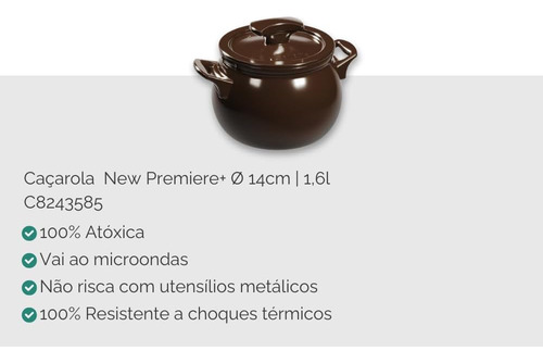 Jogo De Panelas Ceraflame New Premiere+ 5 Pç Chocolate