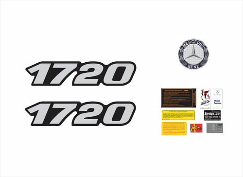 Kit Adesivo Mercedes Benz 1720 Emblema Resinado Caminhão 78