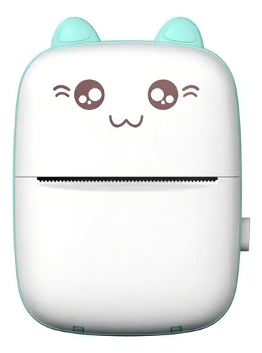 Mini impresora térmica de bolsillo Bluetooth Pink Cat de 57 mm con cable en S, azul