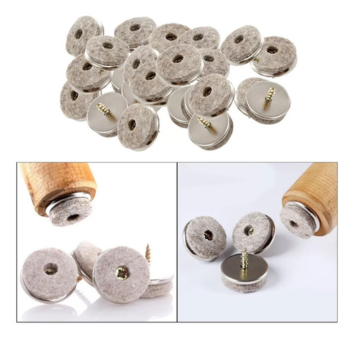 24 Cojines Atornillables Para Silla Deslizante De 24 Mm