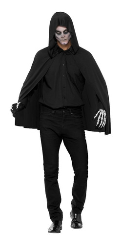 Capa Disfraz Negra Con Capucha 80cm