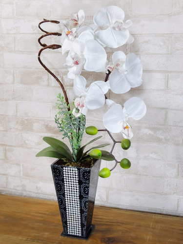 Arranjo Flor Orquídea Artificial Com Vaso Em Vidro | Parcelamento sem juros