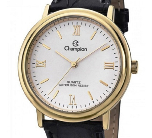 Relogio Masculino Dourado Champion Pulseira Couro Original