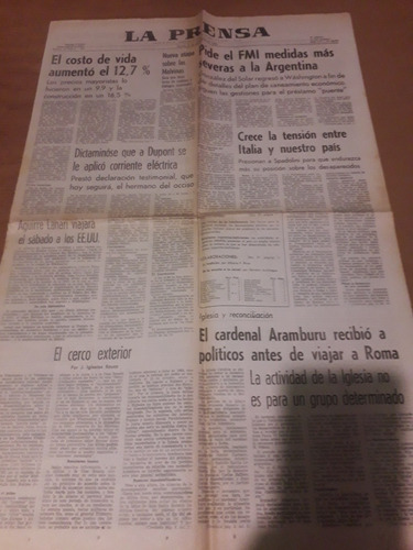 Diario La Prensa 9 11 1982 Malvinas Desaparecidos Dupont Fmi