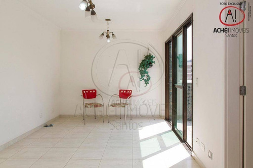 Cobertura Com Vista Para O Mar, Na Avenida Da Praia, Com 2 Dormitórios (1 Suíte) E 2 Vagas, À Venda, 160 M², Por R$ 1.018.000 - Pompeia - Santos/sp - Co0108
