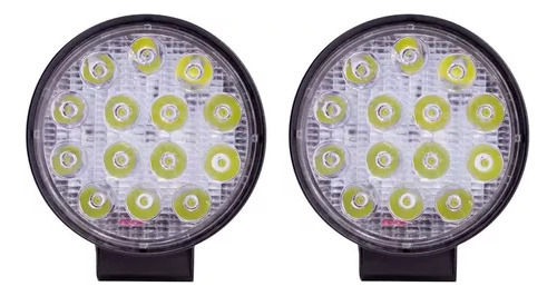 Par De Faros Redondo 14 Hiper Led Luz Blanco Fija 4 Pulgadas