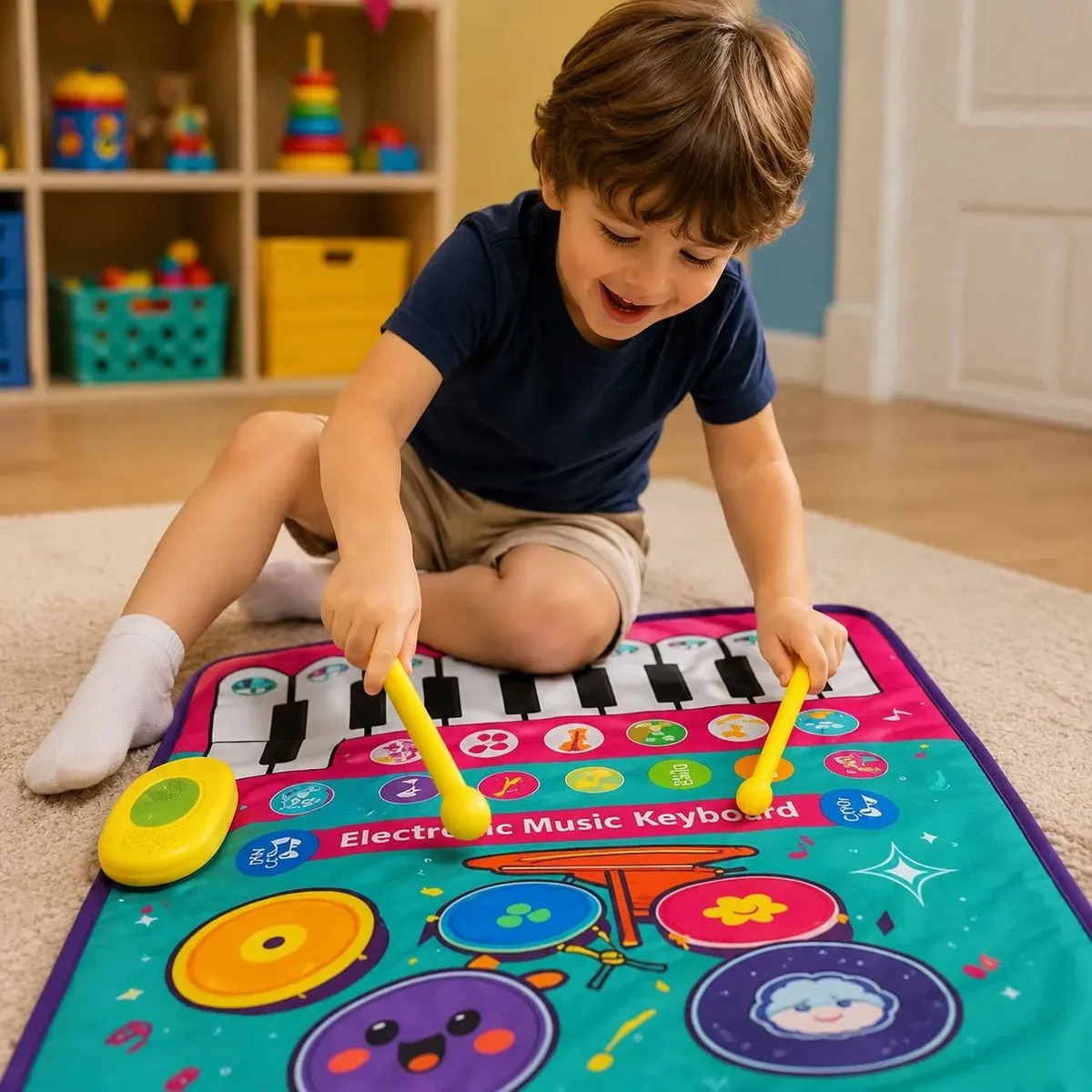 Tapete Musical Infantil Interativo Brinca Tatá com Sons e Luzes para Bebês +18 Meses