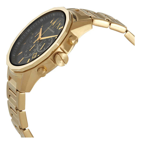 Armani Exchange Bank Cronógrafo Esfera Negra Correa De Acero Dorado Reloj Para Hombre - Ax1721