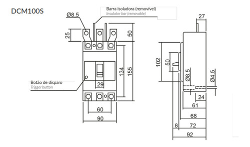 Disjuntor Caixa Moldada Tripolar 80a Dcm Metaltex (i)