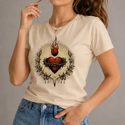 Camiseta Feminina Sagrado Coração De Jesus Moda Católica