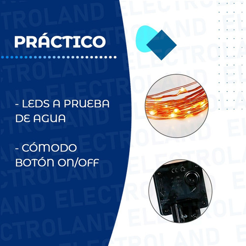 Imagen 4 de 10 de Guirnalda Luz Led Alambre Efectos Cálida Solar Ext/ Int