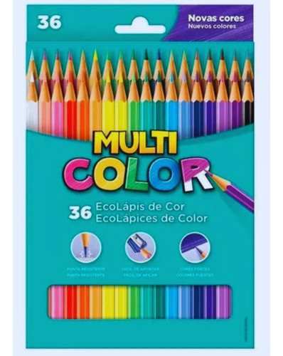 Lapís De Cor Com 36 Und Multi Collor, Giz De Cera C/ 12 Und. Azul