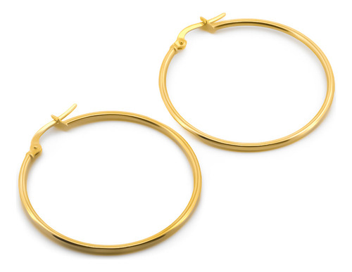 Arracadas Lisas 3.9 Cm Oro Sólido 14k