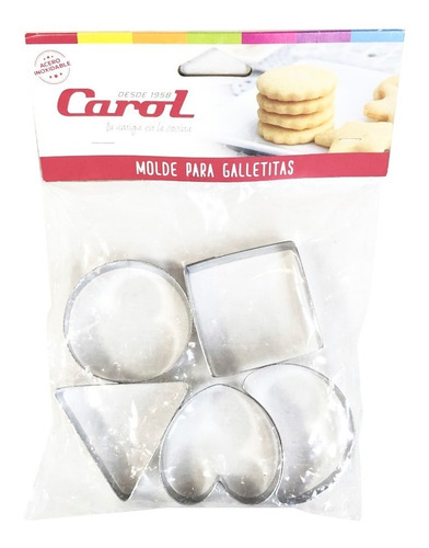 Set X 5 Moldes Cortantes Galletitas Carol Acero Inoxidable