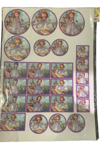 70 Stickers Para Candy De Princesa Sofia
