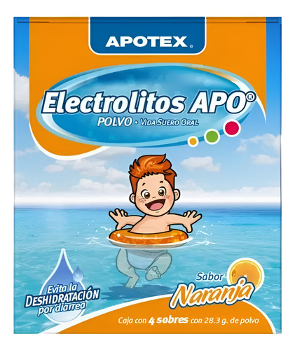 Electrolitos Apo Con 4 Sobres Sabor Naranja