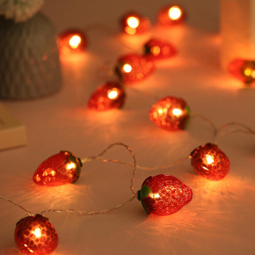 Luz De Hadas Led 6.5ft 10leds Fresas Decorativas Modo Siempr