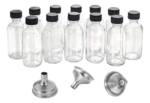 12 Botellas Pequeñas De Vidrio Transparente De 2 Onzas Con T