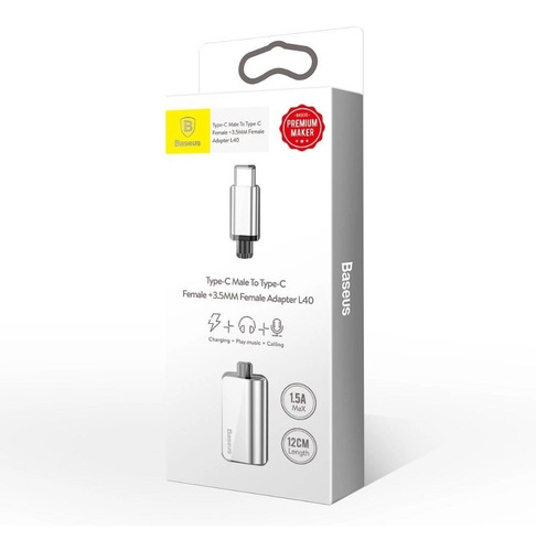 Imagem 2 de 2 de Adaptador Baseus De Cabo De Áudio Aux Usb Tipo C Para 3.5mm