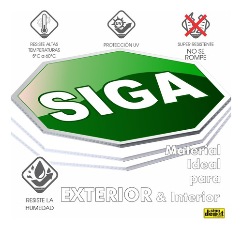 Letrero Señalética Siga 3d Octagonal Aragonmx 40 X 40 Cm