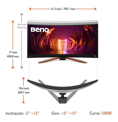 Monitor 34 PuLG Gamer Curvo 144hz Benq Mobiuz Ex3410r Csi