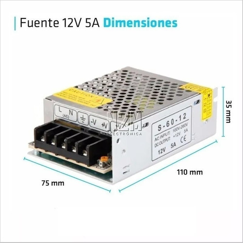 Imagen 4 de 10 de Fuente 12v 5a Metalica Regulada Switching Tira Led
