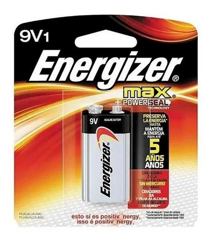 Imagen 2 de 5 de Bateria 9v Energizer Max Alcalina Pila Blister X Unidad