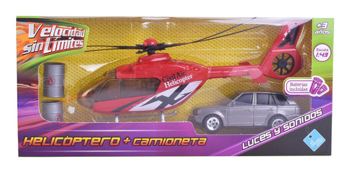 Helicóptero Con Luz Y Sonido Mas Vehículo El Duende Azul Color Rojo/amarillo