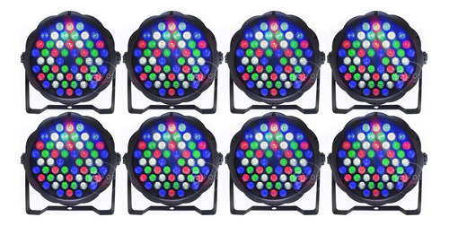 8x Refletor Par Led 54x3w Rgbw Slim Dmx Profissional Festas 110V/220V