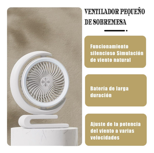 Ventilador Recargable Con Luz, Ventilador De Escritorio Usb