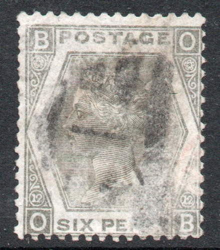 Reino Unido Sello X 6 P. Reina Victoria Plancha 12 Año 1872 