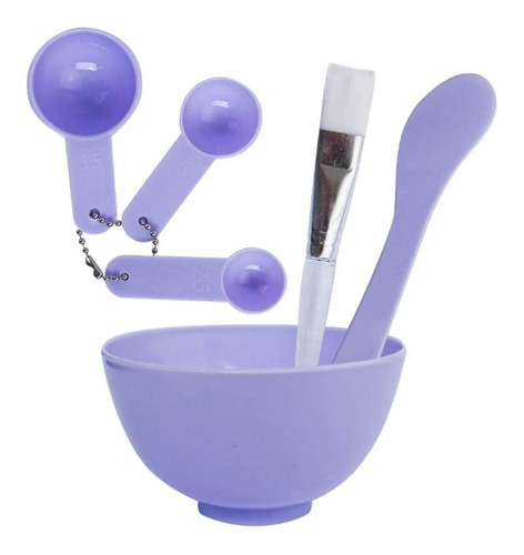 Set De Bowl+pincel+espatula+3 Cucharas/tratamientos Faciales