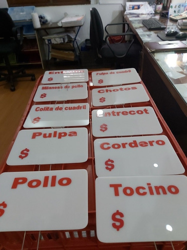 Carteles Precio Para Carniceria En Acrilico Y  Pinchos En Ac