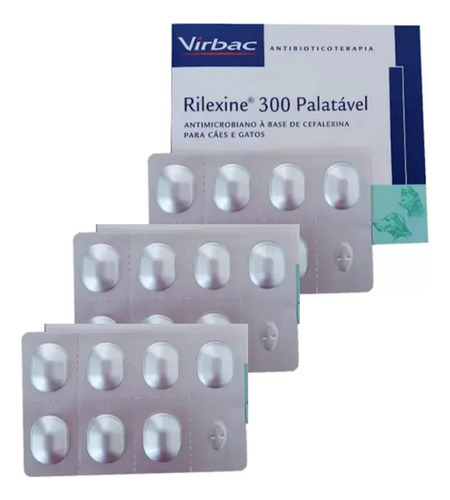 30 Cartela Avulsa Rilexine 300 mg 7 comprimidos Virbac Dogs