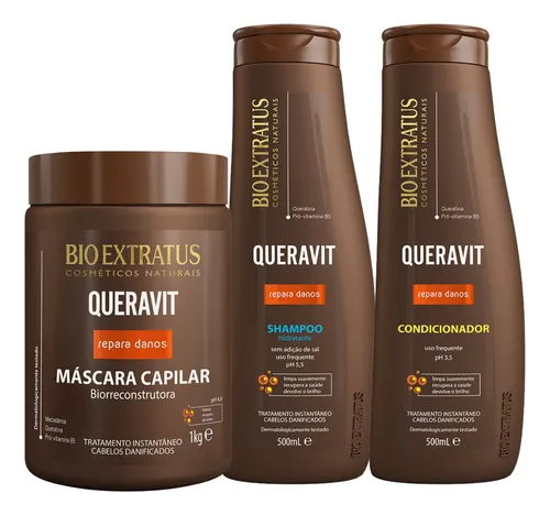 comprar Kit Shampoo + Cond 500ml E Máscara 1kg Queravit Bio Extratus