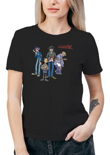 Polera Mujer Gorillaz Band Algodón Orgánico Mus75