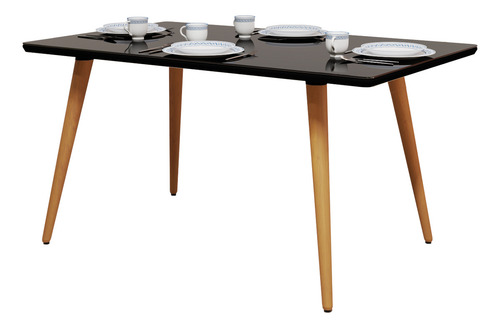 Mesa De Jantar 4 Lugares Pé Palito Tampo Mdf Com Vidro Sala De Jantar Escandinava Decoração De Cozinha 120x80 Retangular Moveis Freitas