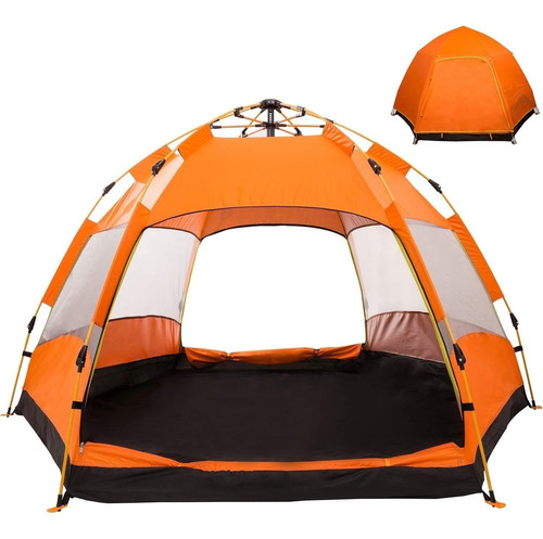 Barraca Camping Impermeavel Automatica 5/6 Pessoas Uso Duplo Joyfox Ba-101 Laranja