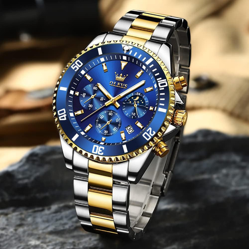 Relojes Olevs Para Hombre Con Cronógrafo, Vestido De Lujo Mo