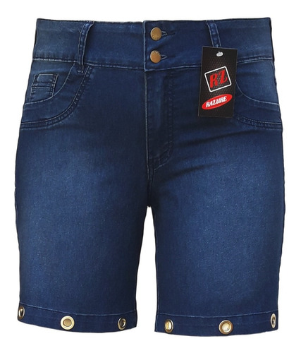 Bermuda Jeans Feminina Com Ilhós Plus Size Tamanhos 44 Ao 60