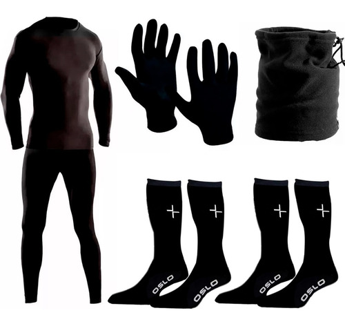 Conjunto Termico Microfibra + Guantes + Cuello + 2p Medias P