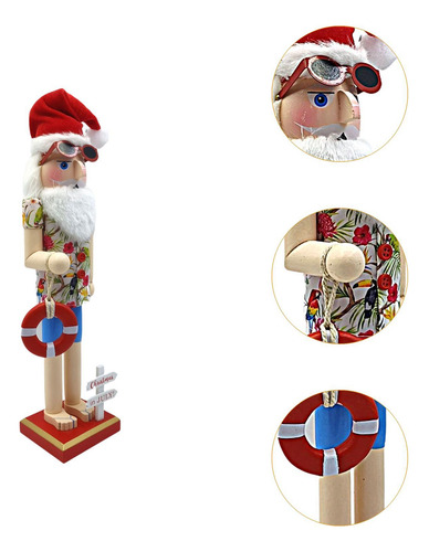 Figura De Papá Noel De Madera De 38cm, Adorno De Estilo C